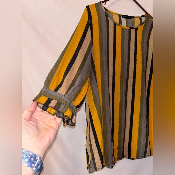 Chic Striped Yellow and Gray Tunic - Picture 5 of 8